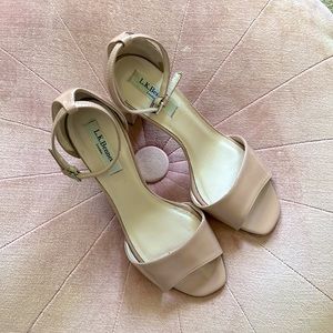 L.K. Bennett Nude Open Toe Block Heels